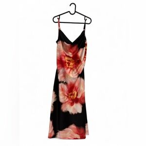 DKNY Midi Floral Slip Dress with Pink flowers